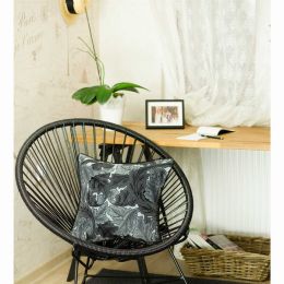 17"x 17" Grey Jacquard Leaf decorative Throw Pillow Cover (Pack of 1)