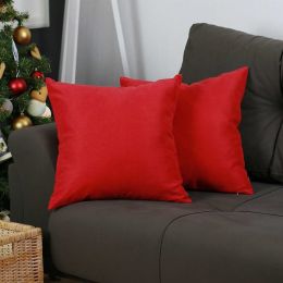 Set of 2 Red Brushed Twill decorative Throw Pillow Covers