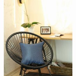 Blue and Black Houndstooth decorative Throw Pillow Cover (Pack of 1)