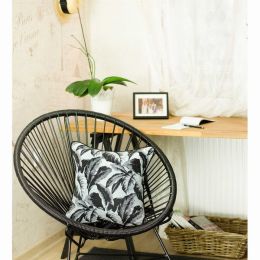 Black and White Tropical Leaf decorative Throw Pillow Cover (Pack of 1)