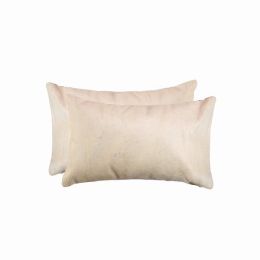 12" x 20" x 5" Natural, Cowhide - Pillow 2-Pack (Pack of 1)