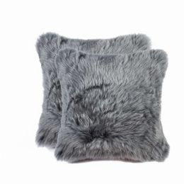 18" x 18" x 5" Gray, Sheepskin - Pillow 2-Pack (Pack of 1)