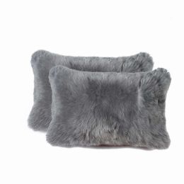 12" x 20" x 5" Gray Sheepskin - Pillow 2-Pack (Pack of 1)