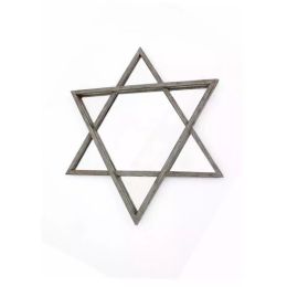 26" x 30" x 2" Silver, Rustic, Hexagram Wooden - Cosmetic Mirror (Pack of 1)