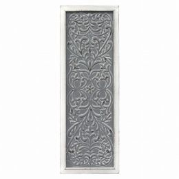 Distressed Gray Metal Embossed Wood Wall decor (Pack of 1)