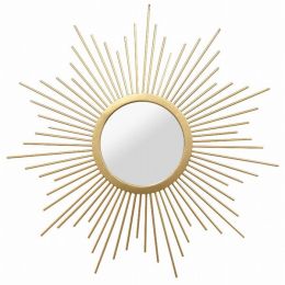6.5" Round Gold Metal Frame Burst Wall Mirror (Pack of 1)