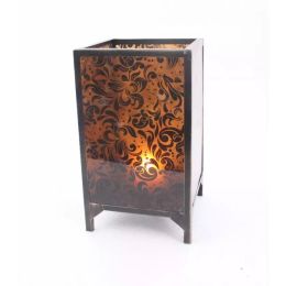 10.25" x 10.25" x 18" Brown, Vintage, Floral Pattern - Candle Holder (Pack of 1)