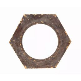 23.5" x 27" x 3.5" Bronze, Vintage Round, Hexagon Frame - Cosmetic Mirror (Pack of 1)