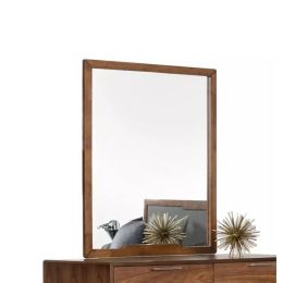 40" Walnut MDF  Veneer  and Glass Mirror (Pack of 1)