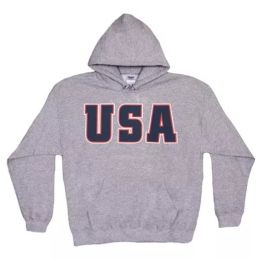USA Flag Pullover/Hood Sweatshirt Grey - 3XL (Pack of 1)