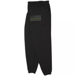 USA Flag/Thin Green Line Mens Sweatpant Black - Large (Pack of 1)