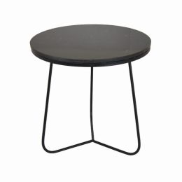 Plutus Brands Metal Marble Top Plant Stand in Black Metal (Pack of 1)