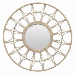 Plutus Brands Wall Decorative  Mirror in White Natural Fiber (Pack of 1)