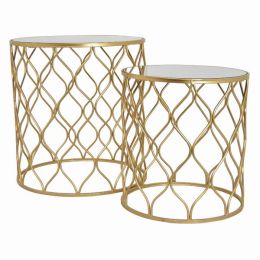 Plutus Brands Metal Plant Stand in Gold Metal Set of 2