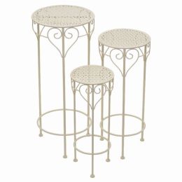 Plutus Brands Metal Plant Stand in White Metal Set of 3