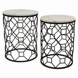 Plutus Brands Metal/marble Plant Stand in   Set of 2