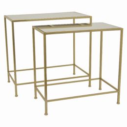 Plutus Brands Metal Plant Stand Mirrored in Champagne Metal Set of 3