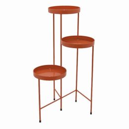 Plutus Brands Metal Plant Stand 3 Tier in Orange Metal (Pack of 1)
