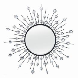 Plutus Brands Jeweled Wall Mirror - Black in Black Metal (Pack of 1)