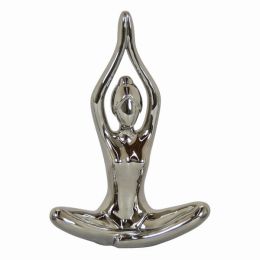 Plutus Brands Yoga Figurine in Silver Porcelain (Pack of 1)