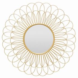 Plutus Brands Wall Mirror Petal Design in Gold Metal (Pack of 1)