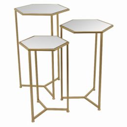 Plutus Brands Metal Plant Stand in Gold Metal Set of 3