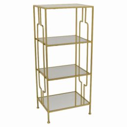 Plutus Brands Metal Mirrored Plant Stand in Gold Metal (Pack of 1)