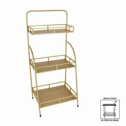 Plutus Brands Metal/wood Plant Stand in Black Metal (Pack of 1)