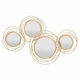 Plutus Brands Wall Mirror Decoration- Gold in Gold Metal (Pack of 1)