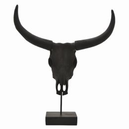 Plutus Brands Skull On Stand in Black Resin (Pack of 1)
