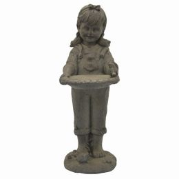 Plutus Brands Girl Garden Figurine in Gray Resin (Pack of 1)