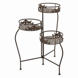Plutus Brands Metal Folding Plant Stand in Brown Metal (Pack of 1)
