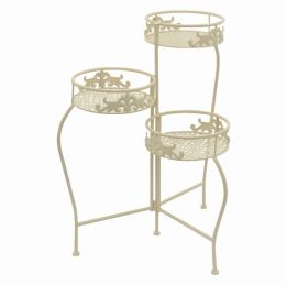 Plutus Brands Metal Folding Plant Stand in White Metal (Pack of 1)