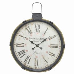 Plutus Brands Metal Frame Wall Clock in Black Metal (Pack of 1)