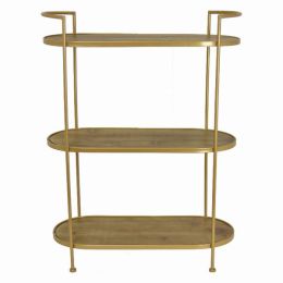 Plutus Brands Wood Metal Plant Stand in Gold Metal (Pack of 1)