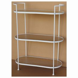 Plutus Brands Wood Metal Plant Stand in White Metal (Pack of 1)