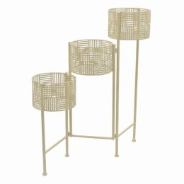 Plutus Brands Metal Folding Planter Stand in White Metal (Pack of 1)