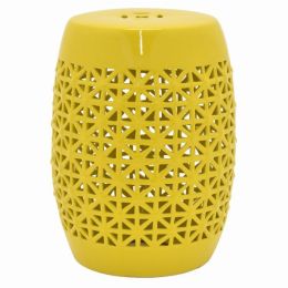 Plutus Brands Ceramic Plant Stand in Yellow Porcelain (Pack of 1)