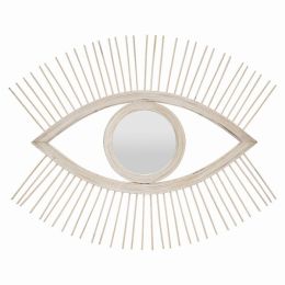 Plutus Brands Wall Mirror Decoration in White Natural Fiber (Pack of 1)