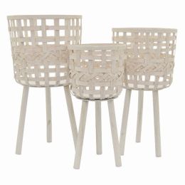 Plutus Brands Planter Stand White in White Wood Set of 3