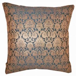 Silk Jacquard Cotton Back Teal Cushion Cover Home Accent Furnishing - 16" x 16" (Pack of 1)